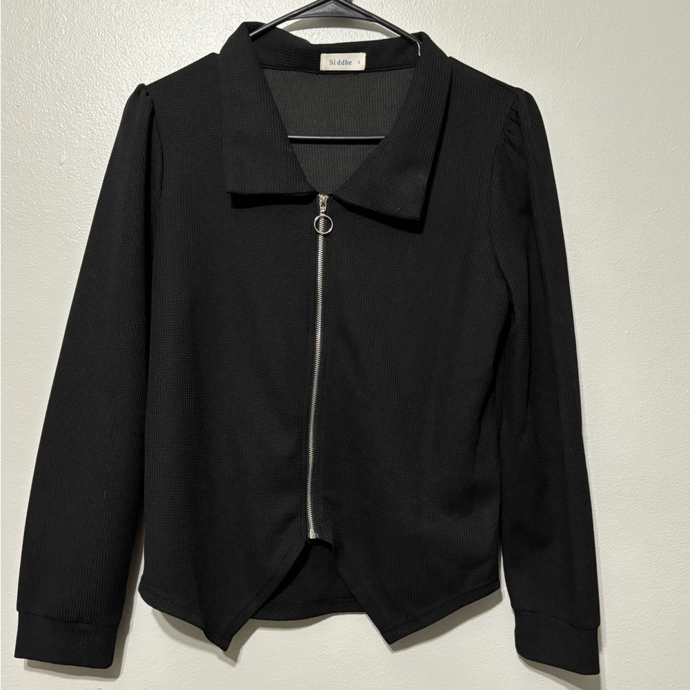 Black Women's Blazer with Zipper